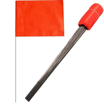 100 Pack 4x5x16-Palcový Orange zavlažovanie Prieskum Krajiny značky vlajky Oceľový Drôt Označenie Vlajka malé Dvore Značku Vlajka