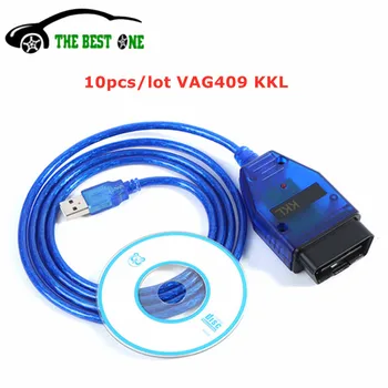 10pcs/Veľa Pre VAG KKL 409 CH340 Auto Diagnostiic Nástroj Pre VAG 409 KKL Kábel FT232RL S prenos USB Rozhranie VAG409 OBD2 Skener