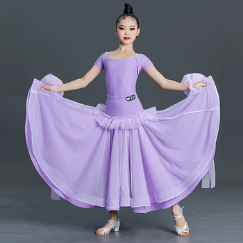 2023 Fialová Sála Súťaže Šaty Dievčatá Tango, Tanec Oblečenie Kombinézu Sukne Valčík Národná Norma Tanečné Šaty VDB6959