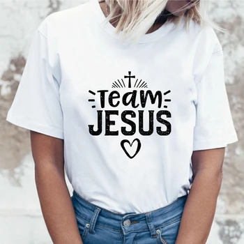 2024 Horúce Letné dámske tričko Milujem Ježiša Viery T-tričko Retro Streetwear Harajuku T-shirt Dámy Grafické Nadrozmerné Topy Tees