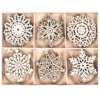 24PCS/Box Vintage Snowflake Vianočné Drevené Prívesky, Ozdoby na Vianočný Stromček, Ozdoby, Vianočné Ozdoby, Darčeky A