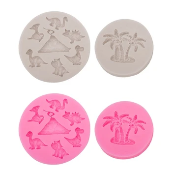 3D Kokosové Dinosaura Flexibilné Silikónové potravinársky Plesne Hliny Živice Keramiky Candy Fondant Cukrovinky, Čokoláda Mydlo Plesne