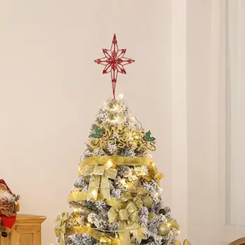 3d Xmas Tree Top Hviezdy Trblietavé 3d Vianočný Stromček Vňaťou Duté-out Design s Šumivé Svetlé Farby Ornament na Slávnostné