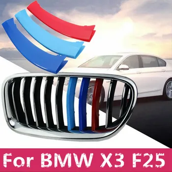 3ks Pre BMW X3 F25 2011 2012 2013 2014 2015 3D Auto Predný Gril Výbava Pásy Kryt Nálepky Pracky Dekorácie