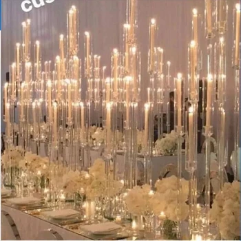 4 KS /10 ks Akryl crystal candelabra svadobné centerpieces jasné svietnik svadobný obrad podujatia, party dekorácie