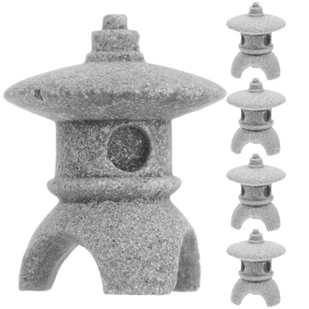5 Ks Pagoda Rozkošný Ornament Pieskovec Model Japonskej Príslušenstvo Socha Pavilón Simulované Dom Dekorácie Pre Domov Domov