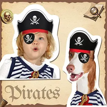 5 ks Pirát Očné Škvrny Jeden-eyed Patch Lebka Klobúk Halloween Kapitán Pirátske Kostýmy Cosplay Deti Party Dekorácie