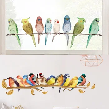 8 Papagáj Farebné Matné Nálepky na Riadku Bar Spálne Okno Dekorácie