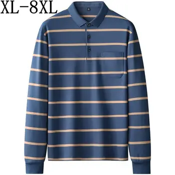 8XL 7XL 6XL 2023 Nové Jeseň High-End Luxusný Prekladané Polo Tričko Mužov Business Pánske Košele S Vrecku Príležitostné Voľné T-Shirts Muž