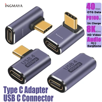90 Stupňov, Typ C Adaptér USB C Konektor OTG Converter Rýchle Nabíjanie USBC Extender Koleno Šikmého Thunderbolt Kábel Nabíjačky Audio