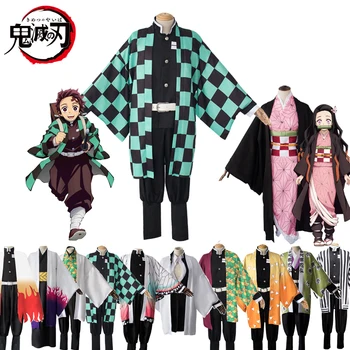 Anime Démon Vrah Cosplay Kostým Kimetsu Č Yaiba Zenitsu Giyu Tanjirou Kamado Nezuko Ženy Muži Dospelých Kimono Jednotné