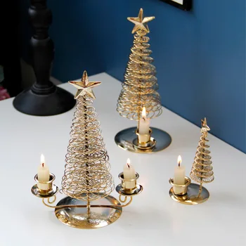 Arabské Domáce Dekorácie Sviečkový Ornament Európska Zlatá Kov Borovica Vianočný Stromček Tenké Svietnik