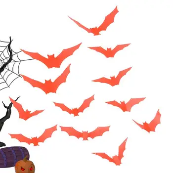 Bat Dekor Svietiť V Tme 3D DIY Halloween Nálepky 12pcs Domova Stenu Odtlačkový Kúpeľňa Krytý Hallowmas Strana Dodávky Vodotesné