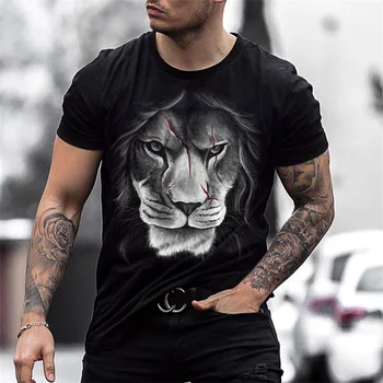 Boj Zvierat Beast Divoký Leva/Tigra 3D Tlač T-shirt pánske Krátke Rukáv Topy Nadrozmerné Tees Tričko Mužov značkové Oblečenie