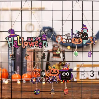 Bráne Visí Tabuľa s Konopné Lano Halloween Party Dekorácie Tekvica Sprievodca Hat Trick or Treat Halloween Visí Znamení Festivalu