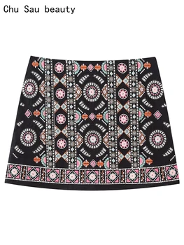 Chu Sau krásy 2023 Ženy Letné Módy Vintage Výšivky Super Krátke Sukne Boho Štýlu-line Mini Sukne, Elegantné Holidaywear
