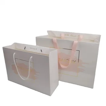 customizd dizajn, Luxus, biela art papier darčekové nákupní taška s fólie