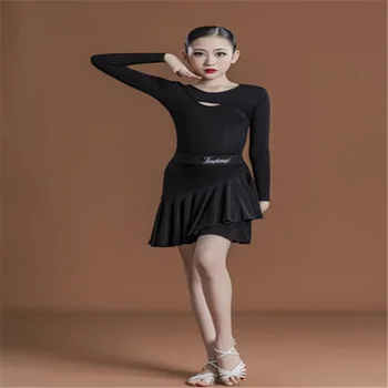Deti, Oblečenie pre Tanečné 2023 latinské Tanečné Šaty pre Dievčatá Krátke Celý Rukáv Salsa Tango Deti Tanečných Kostýmov, Sukne tanečná Sála