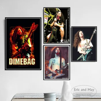 Dimebag Darrell Hudba Rocková Skupina Kov Gitarista Plátno Maľovaní Plagátov A Vytlačí Vintage Poster Dekoratívne Domova