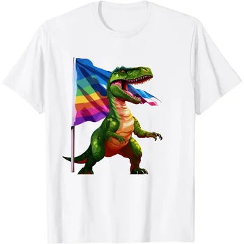 Dinosaurov Proti Dúhová Vlajka Vtipné Priestor Galaxy Rainbow Darčeky Premium T-Shirt Najnovšie Letné Harajuku Voľné Ženy Tričká Topy