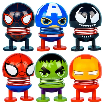 Disney Zábavné Auto Dekorácie, Tras Hlavy Bábika Spiderman Iron Man Hulk Kapitán Amerika Ornament Príslušenstvo Halloween Party Darček