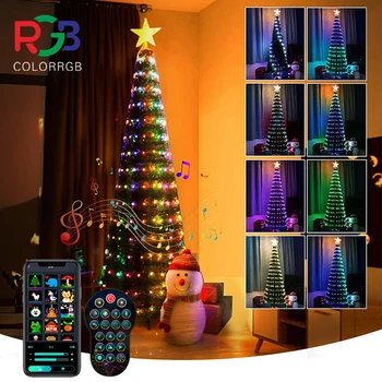 DIY Smart Vianočné Osvetlenie s Bluetooth APP & Diaľkové Ovládanie, 400 RGB LED Svetlo, Vhodné pre vysoký Vianočný Stromček,Ou