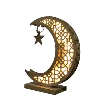 Eid Mubarak Tabuľka Svetlo LED Ramadánu Kareem pracovnej Plochy LED Svetlo, Tvar Polmesiaca Islamskej Moslimských Polmesiaca & Moon Star Zlatá Výzdoba Pre