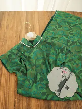 Elegantný Zelený Qipao Čínske Tradičné Šaty 2023 Letné dámske Šaty Zlepšenie Denné Šaty Žien Oblečenie