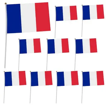 Francúzsko Stick Vlajky 10Pcs francúzsky Ručné Vlajky Stožiare S 5,5 X 8.3 palcový Ručné francúzsky Stick Príznaky Pre Strany, Festivaly