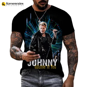 Francúzsky Johnny Hallyday T Shirt 3D Tlač Rock Tričko Muži Ženy Bežné Streetwear Hip Hop T-shirt Harajuku Topy Camiseta Hombre