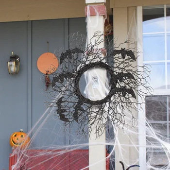 Halloween Simulácia Dekorácie Garland Black Mŕtveho Ramena Bat Ratan Krúžok Okna Dverí Visí Strany Rekvizity Guirnalda Umelé