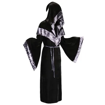 Halloween Župan S Kapucňou Plášť Čarodejnice Zlaté Zamatový Plášť Reaper Fáze Výkonu Oblečenie Diabol Cosplay Sprievodca Cape Kostým