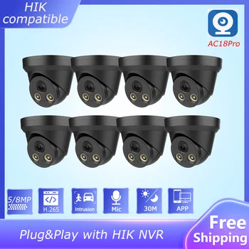 HIK Kompatibilné 5MP 8MP Colorvu Dome IP Kamera Vstavaný MIKROFÓN Ľudských Vozidla Detekcie Dohľadu IP Kamera Plug&Play s HIK NVR