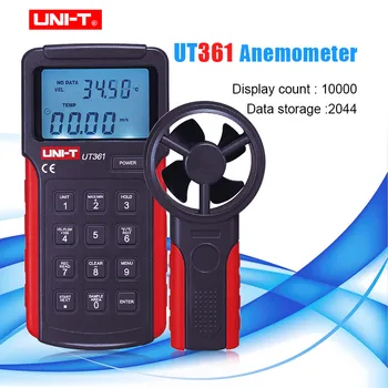 JEDNOTKA UT361Digital Anemometer Air Flow Meter Tachometra Anemoscope 2-30 m/s môže merať teploty/rýchlosti vetra/wind počítať.