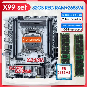 JGINYUE X99 Doske Auta Xeon E5 2683 V4 Procesor 16G(2*8) 2400 MHz DDR4 ECC RAM Pamäť LGA 2011-3 Nvme SATA M. 2 Interfac