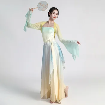 Klasický tanec gázy oblečenie, telo kúzlo šaty, elegantné ženy, postupná zmena hodvábna blúzka, Tanec v Číne tanečné školenia