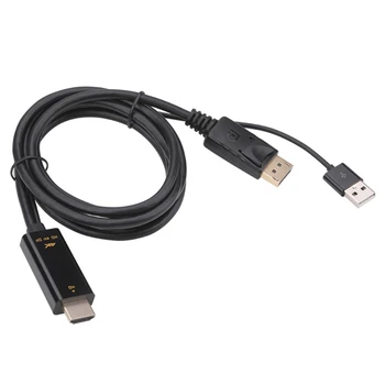 Kompatibilný s HDMI+USB2.0 k DP/F Konverzný Kábel pre Notebook/Projektor Dropship