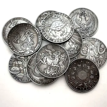 Kreatívne Dvanásť Súhvezdia Zverokruhu Mince Výzvou Strieborné Pozlátené Pamätné Mince Set Home Decor Remeslá Umelecké Zbierky Darček