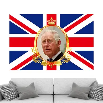 Kráľ Karol III Vlajky 5 X 3 FT Úniu Jack King Charles Polyester Príznak Pre 2023 Nový Kráľ Korunovácie Záhradné Dekorácie