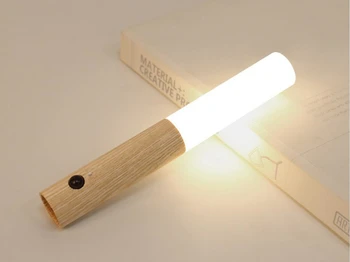LED Dreva Bezdrôtové pripojenie USB Nočné Svetlo Magnetické Nástenné Svietidlo Kuchynské Skrinky Skriňa svetlo Domov Spálňa Tabuľka Presunúť Lampy, Nočné Osvetlenie
