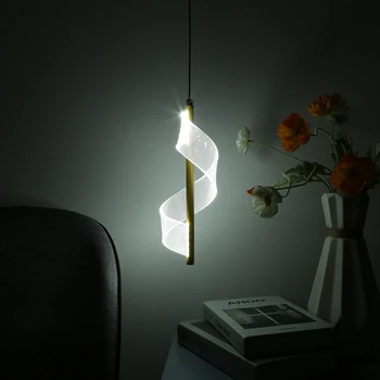 LED Teplé Biele Svetlo, Nordic Špirála Posteli Závesné Lampy, Akryl Moderné Spálne Svetlo Tri Farebné Osvetlenie Obývacej Miestnosti Domova