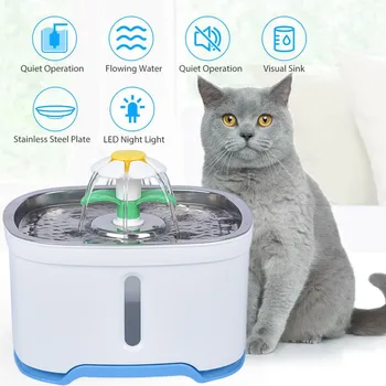 Mačka Studne Nehrdzavejúcej Ocele, Automatické Pet Fontány s Vodou Úroveň Okno a LED Svetlo Nedostatok Vody Upozornenie