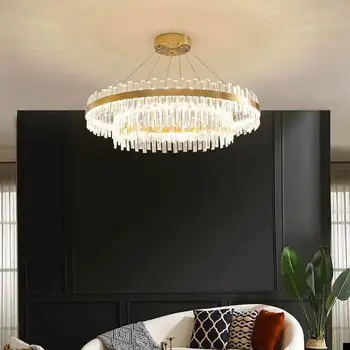Moderné Luxusné LED Zlatom Double-layer Kolo Crystal Prívesok Svetlo Domova Obývacej izby, Spálne, Reštaurácia, Krištáľové lustre
