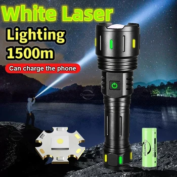 Nová Biela Laserová Ultra Výkonné LED Baterka USB Nabíjateľné Pochodeň Svetla Camping High Power LED Baterka Dlhý Záber Svietidla