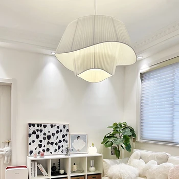 Nové LED Svetiel Prívesok Nordic Obývacia Izba Luster Látkové Tienidlo Lesk Visí Lampa Domáce Dekorácie Osvetlenie