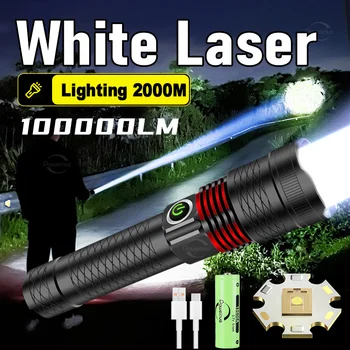 NOVÉ Nabíjateľná LED Baterky Biela Laserová vinuté Perly 100000 Lúmenov Super Svetlé Baterka Výkonné Svietidlo Camping Horák