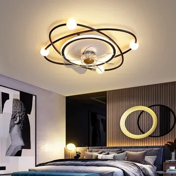 Nové Škandinávskych Stropný Ventilátor Obývacia Izba LED Lesk Neviditeľné Svetlo, Spálne, Diaľkové Ovládanie Reverzibilné Čepele Domova Ventilátor Lampy