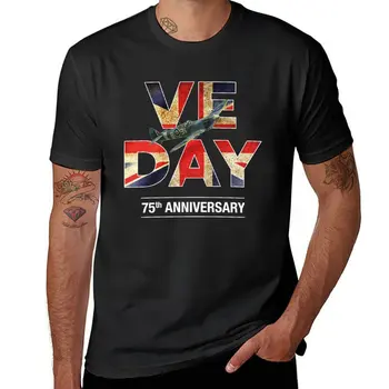 Nových PÄŤ Deň druhej svetovej VOJNE V-E Oslava Dňa Spitfire 75. Výročie T-Shirt letné topy ťažkej váhe t košele, mens t košele