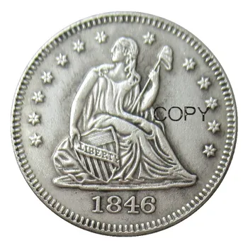 NÁS 1846 Sedieť Slobody Quater Dolár Strieborné Pozlátené Kópiu Mince