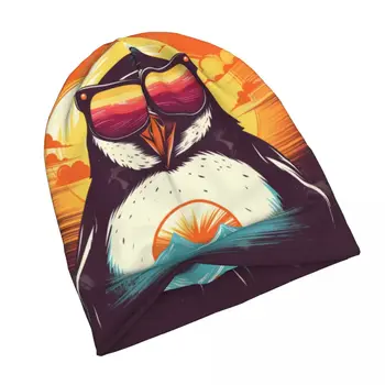 Penguin Tenké Čiapočku Retro Západ Slnka Slnečné Okuliare Všetkých Ročných Obdobiach Unisex Pokrývku Hlavy Kpop Ulici Kapucňou